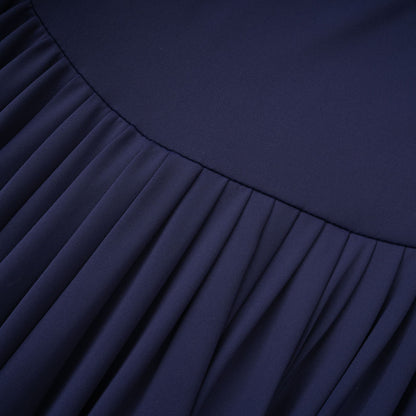 Lyra Pile ve Drape Detaylı Maksi Elbise Lacivert