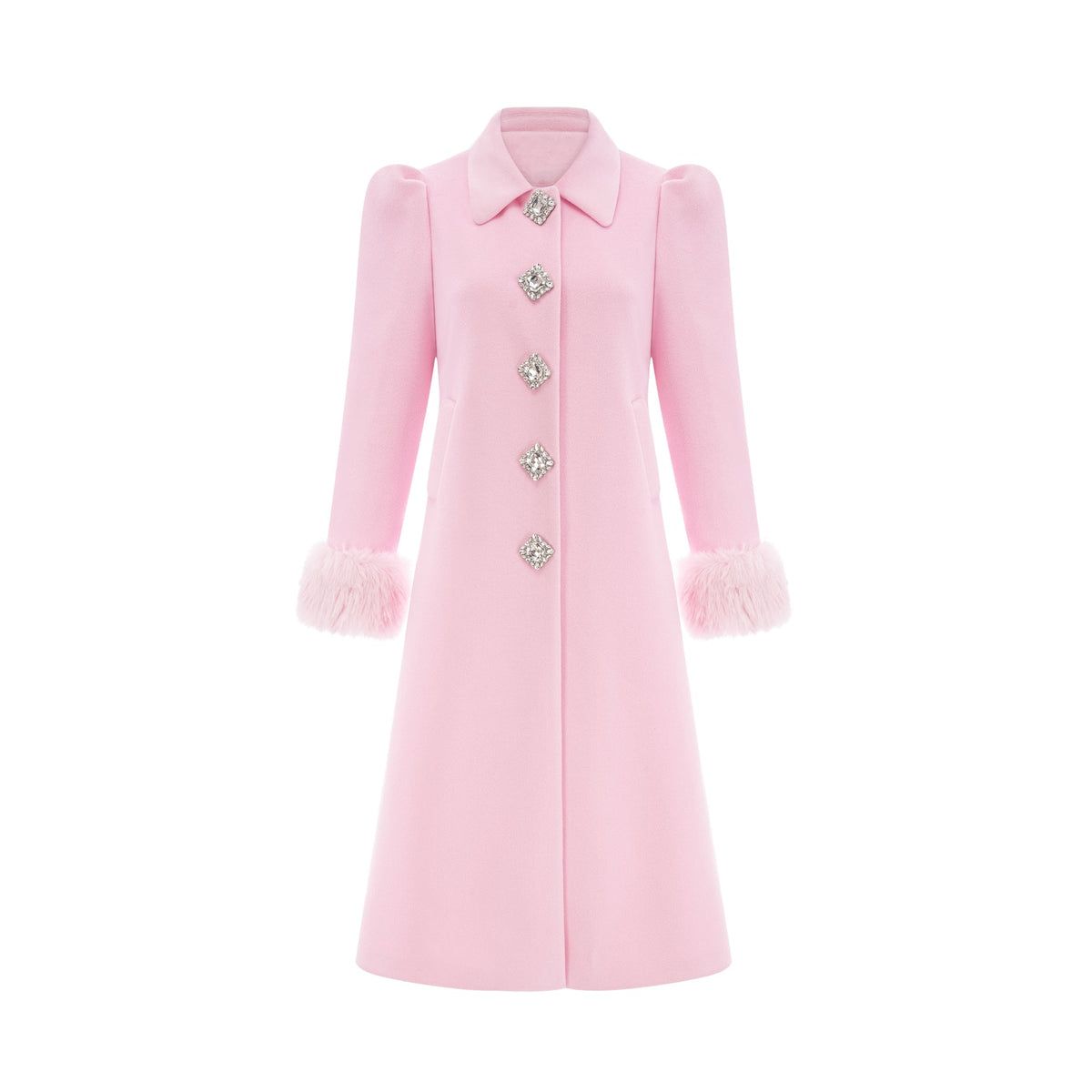 Louisette Suni Kürk Detaylı Palto Pembe