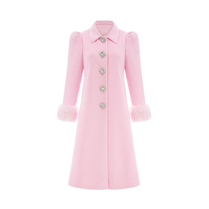 Louisette Suni Kürk Detaylı Palto Pembe