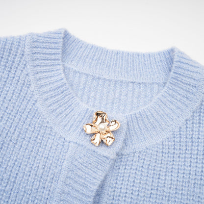 Chantal Triko Bluz ve Etek İkili Takım Mavi