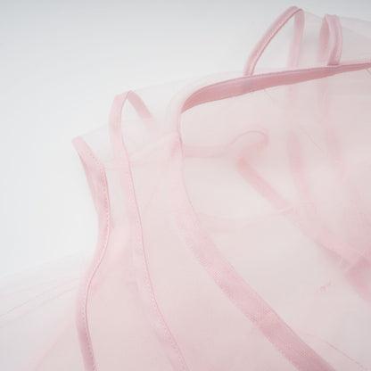 Nonchalante Fırfır Detaylı Kat Kat Tül Maxi Elbise Pembe