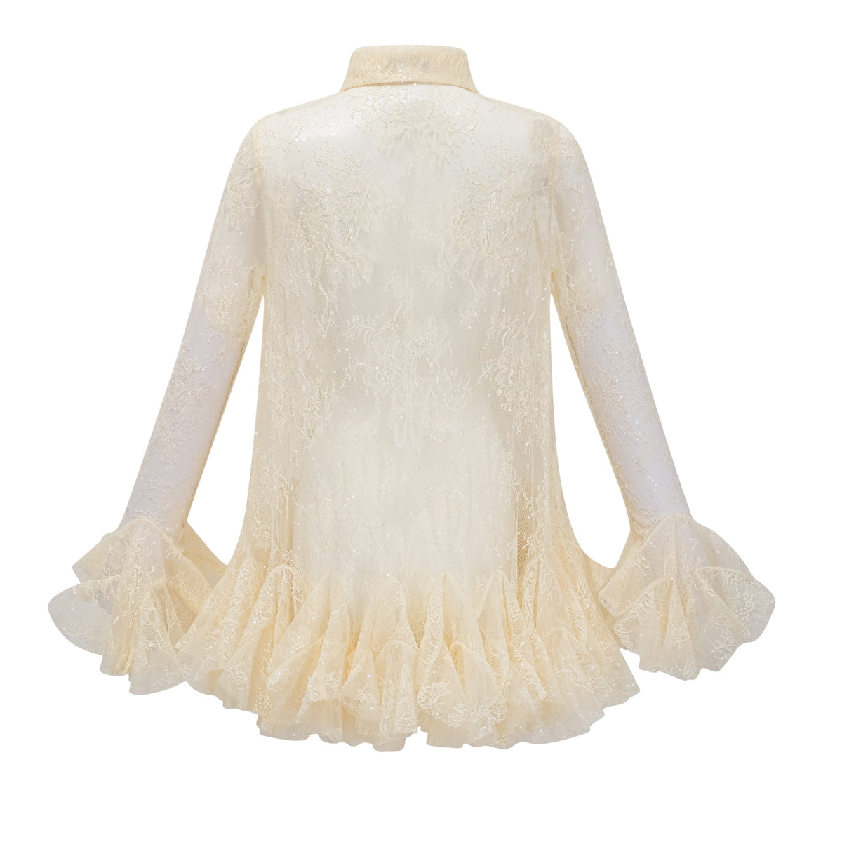 Ingrid Çiçekli Dantel ve Payet Detaylı Peplum Bluz Nötr