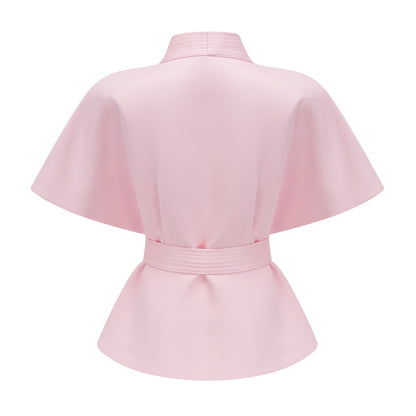 Johanna Bağlama Detaylı Bluz ve Etek Takım Pembe