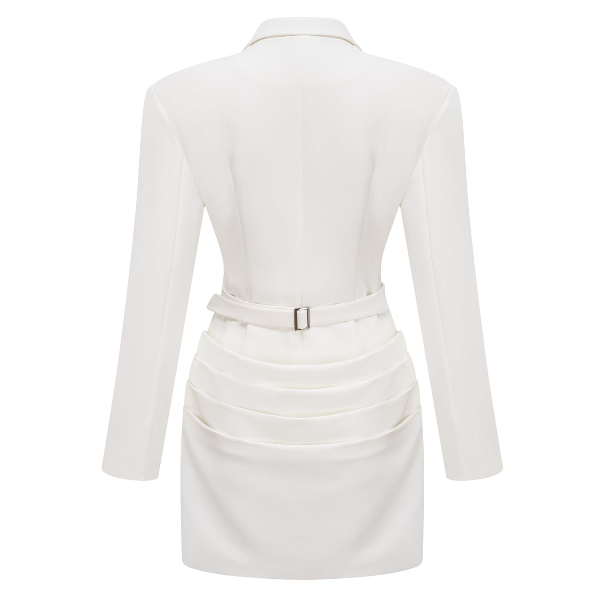 Rosette Büzgülü Blazer Mini Elbise Beyaz