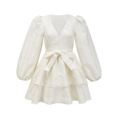 Colette Jakarlı Katmanlı Mini Elbise Beyaz