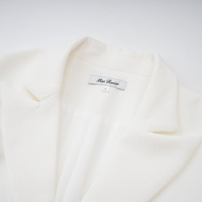 Rosette Büzgülü Blazer Mini Elbise Beyaz