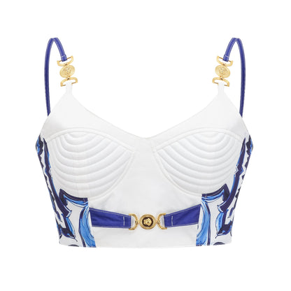 Allegra Grafik Desenli Büstiyer ve Etek Takım Mavi