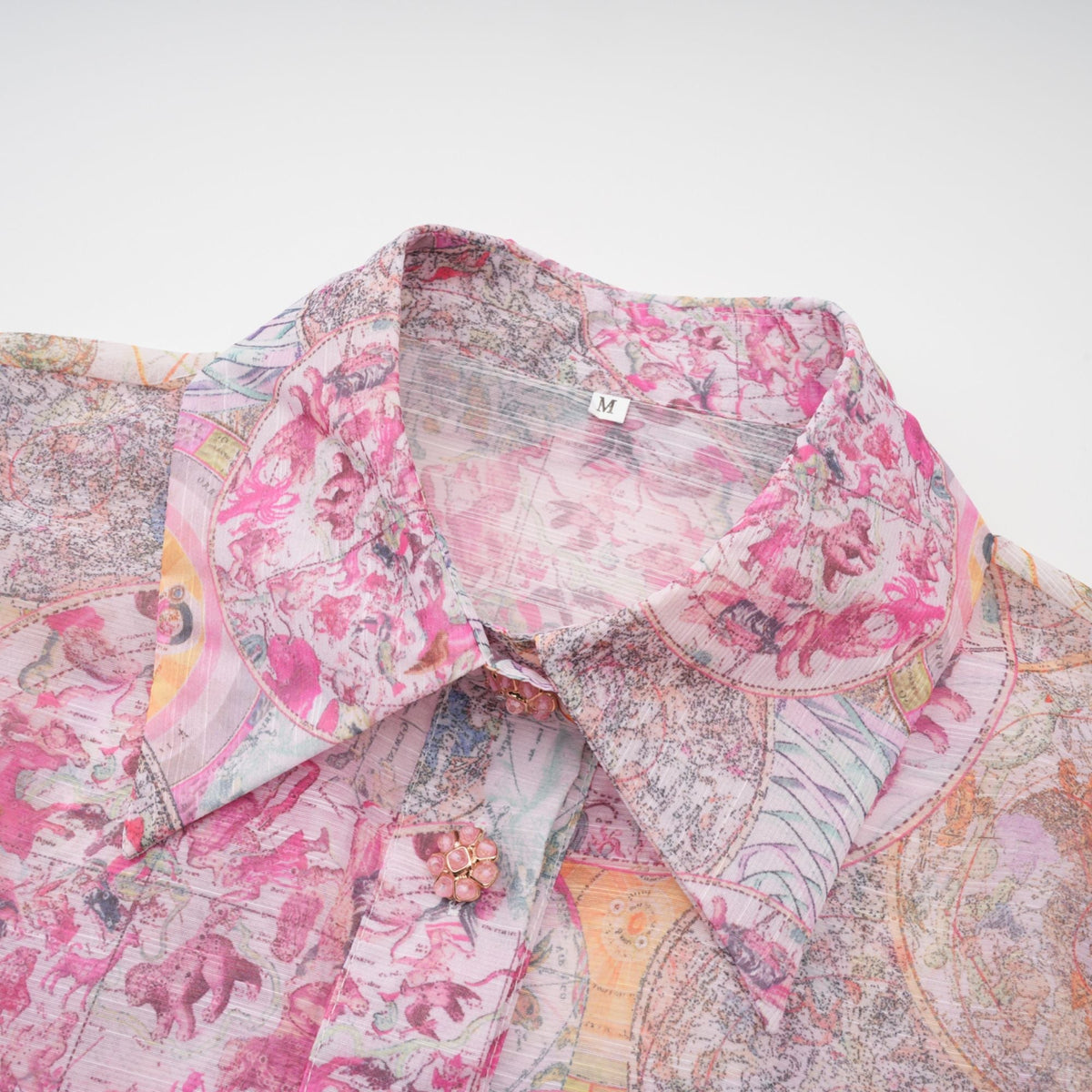 Bridal Desen Baskılı Gömlek ve Etek Takım Pembe