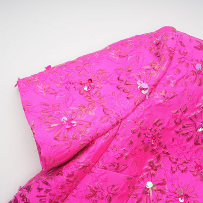 Celestia Çiçek Aplikeli Kristal İşlemeli Mini Elbise Pembe