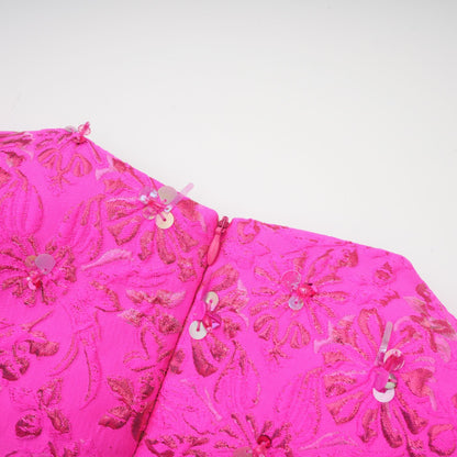 Celestia Çiçek Aplikeli Mini Elbise Pembe