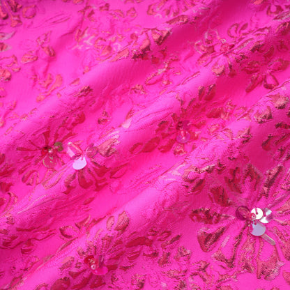 Celestia Çiçek Aplikeli Mini Elbise Pembe
