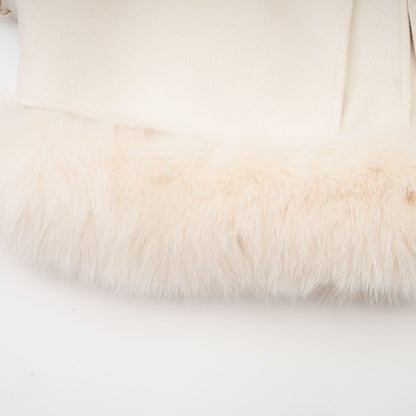 Cécile Süet Kürk Detaylı Dolgulu Kısa Ceket Beyaz