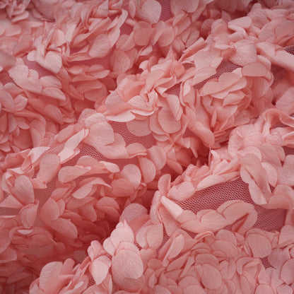 Rachel 3D Taç Yaprak ve Tül Detaylı Mini Elbise Pembe