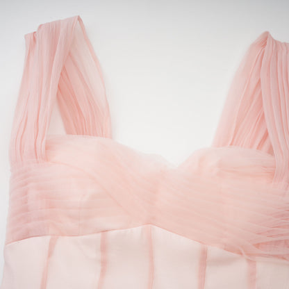 Érasme Fırfır Detaylı Midi Elbise Pembe