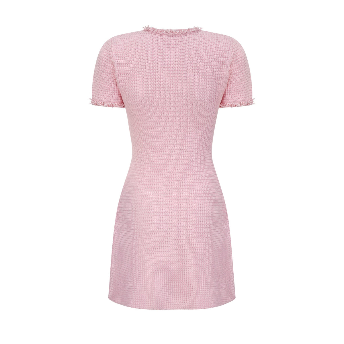 Eugénie Boncuk İşlemeli Triko Mini Elbise Pembe