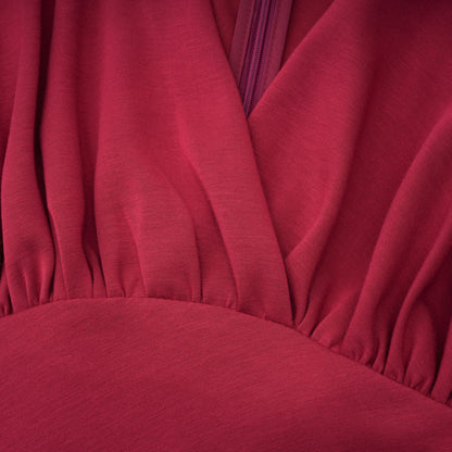 Margot Eşarp Detaylı Büzgülü Maksi Elbise Kırmızı