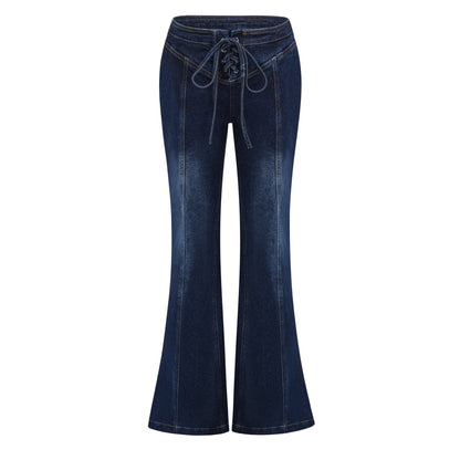 Kiona Bağcıklı Denim Takım İndigo Mavi