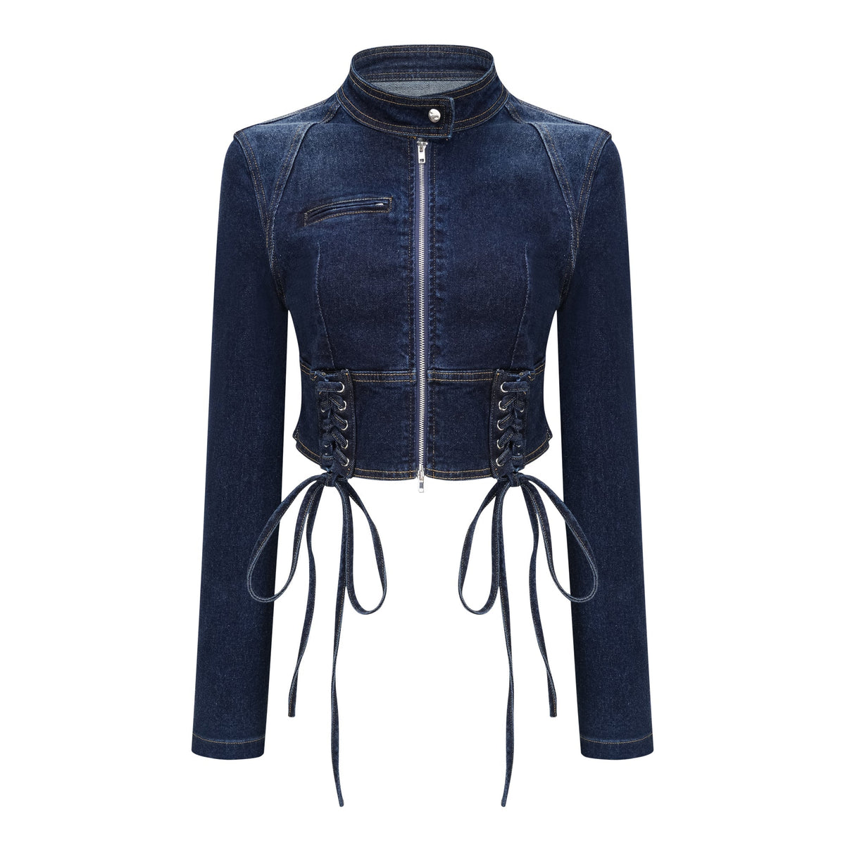 Kiona Bağcıklı Denim Takım İndigo Mavi