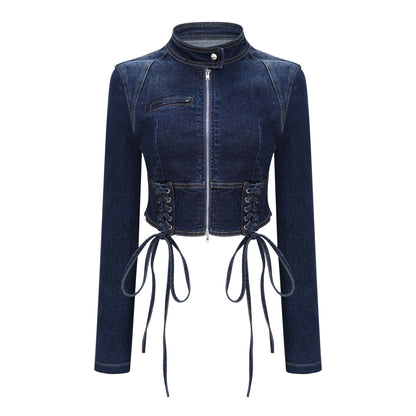 Kiona Bağcıklı Denim Takım İndigo Mavi