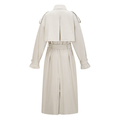 Bruyère Kruvaze Uzun Trençkot Beyaz