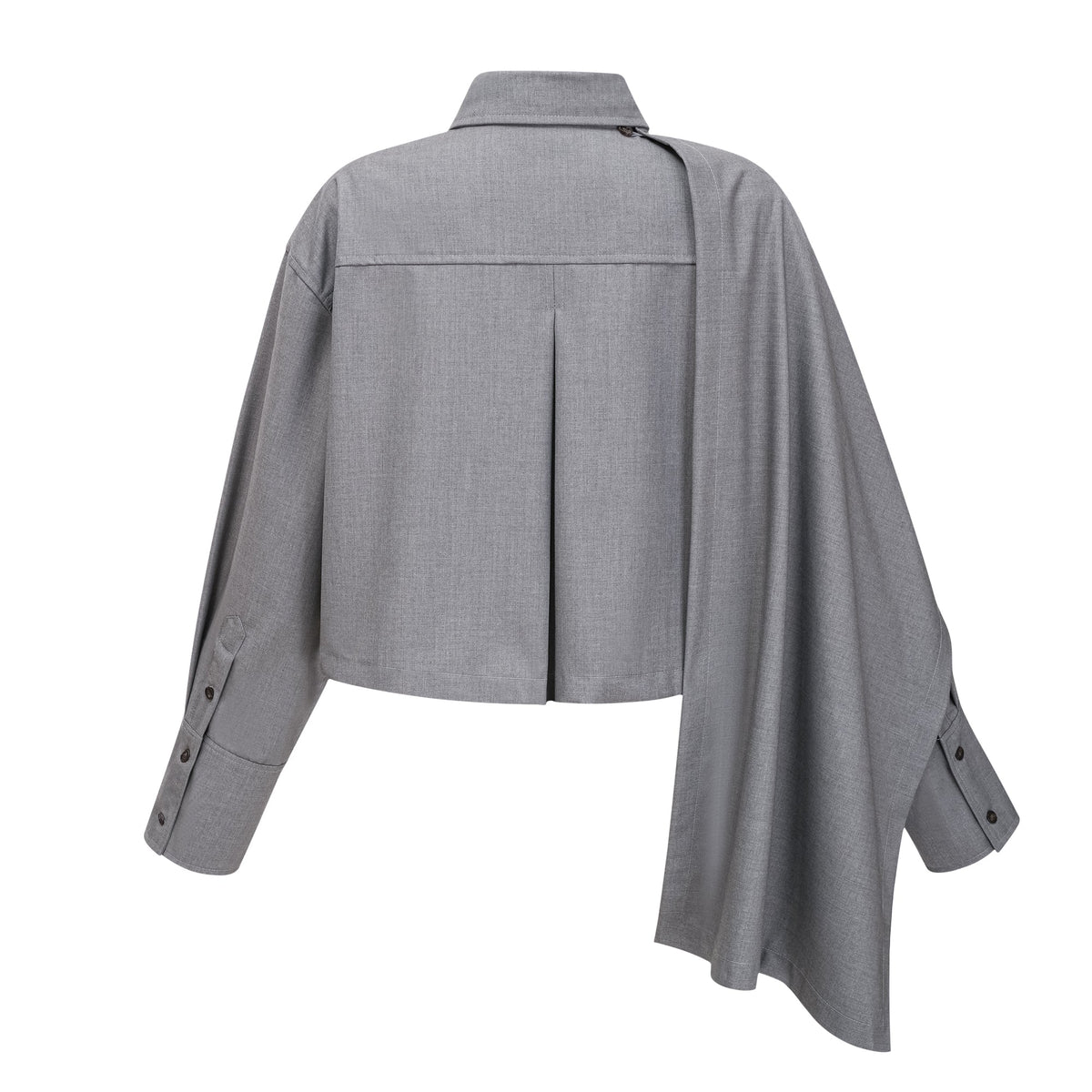 Cynthia Asimetrik Drape Detaylı Gömlek Ve Pantolon Takımı Gri