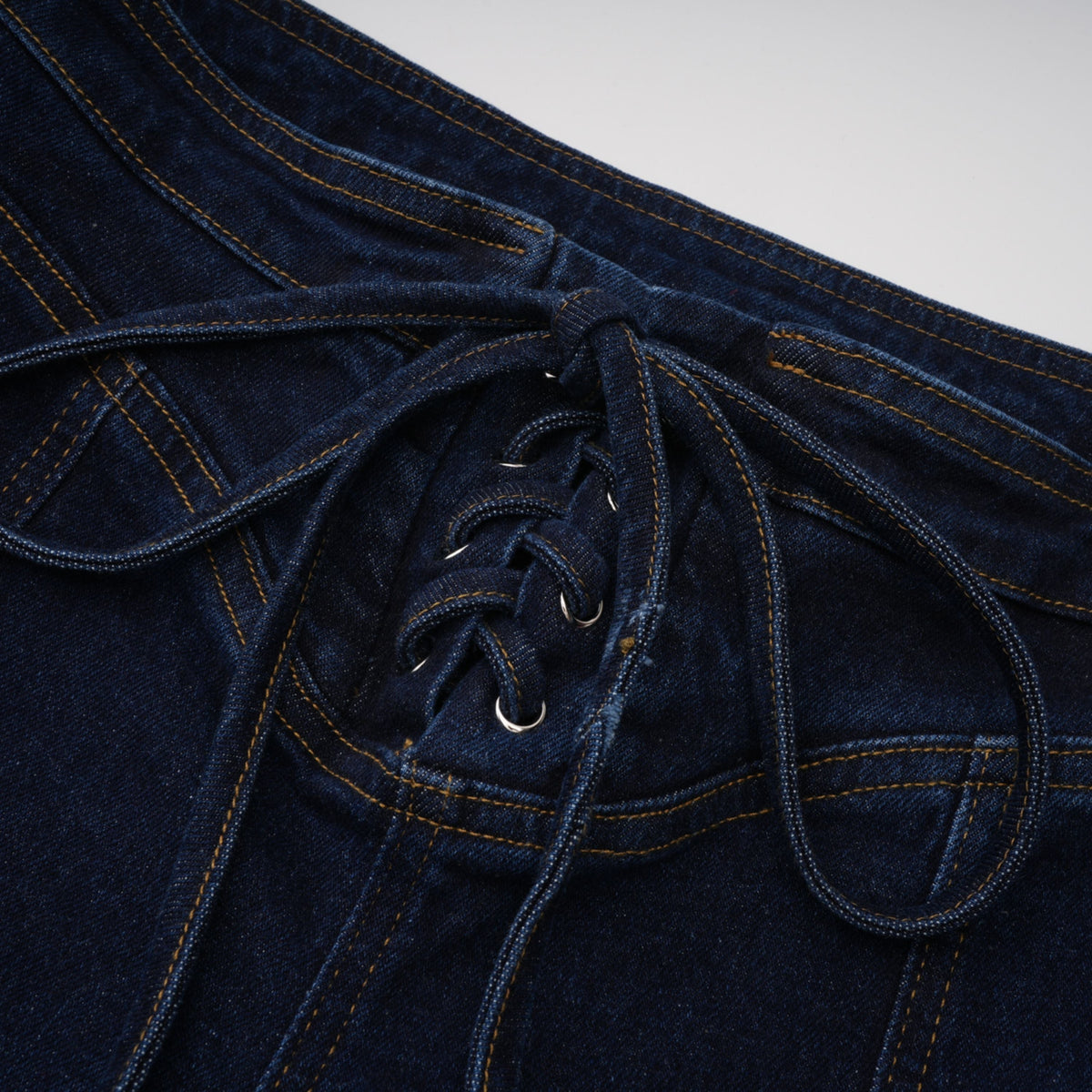 Kiona Bağcıklı Denim Takım İndigo Mavi