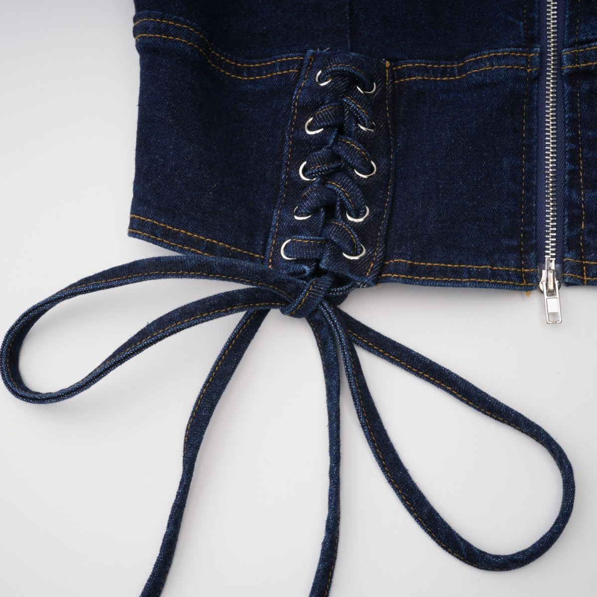 Kiona Bağcıklı Denim Takım İndigo Mavi