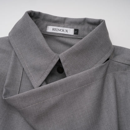 Cynthia Asimetrik Drape Detaylı Gömlek Ve Pantolon Takımı Gri