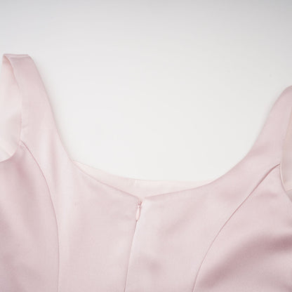 Fiona Kare Yaka Drape Detaylı Saten Maxi Elbise Pembe
