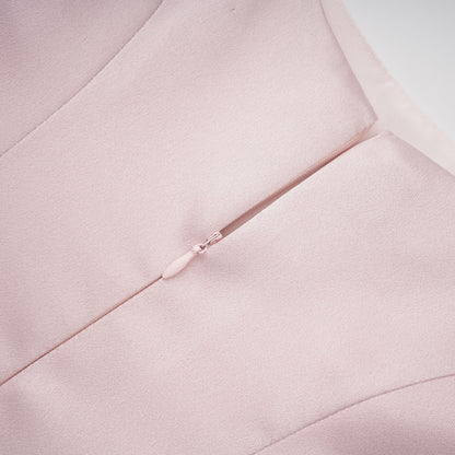 Fiona Kare Yaka Drape Detaylı Saten Maxi Elbise Pembe