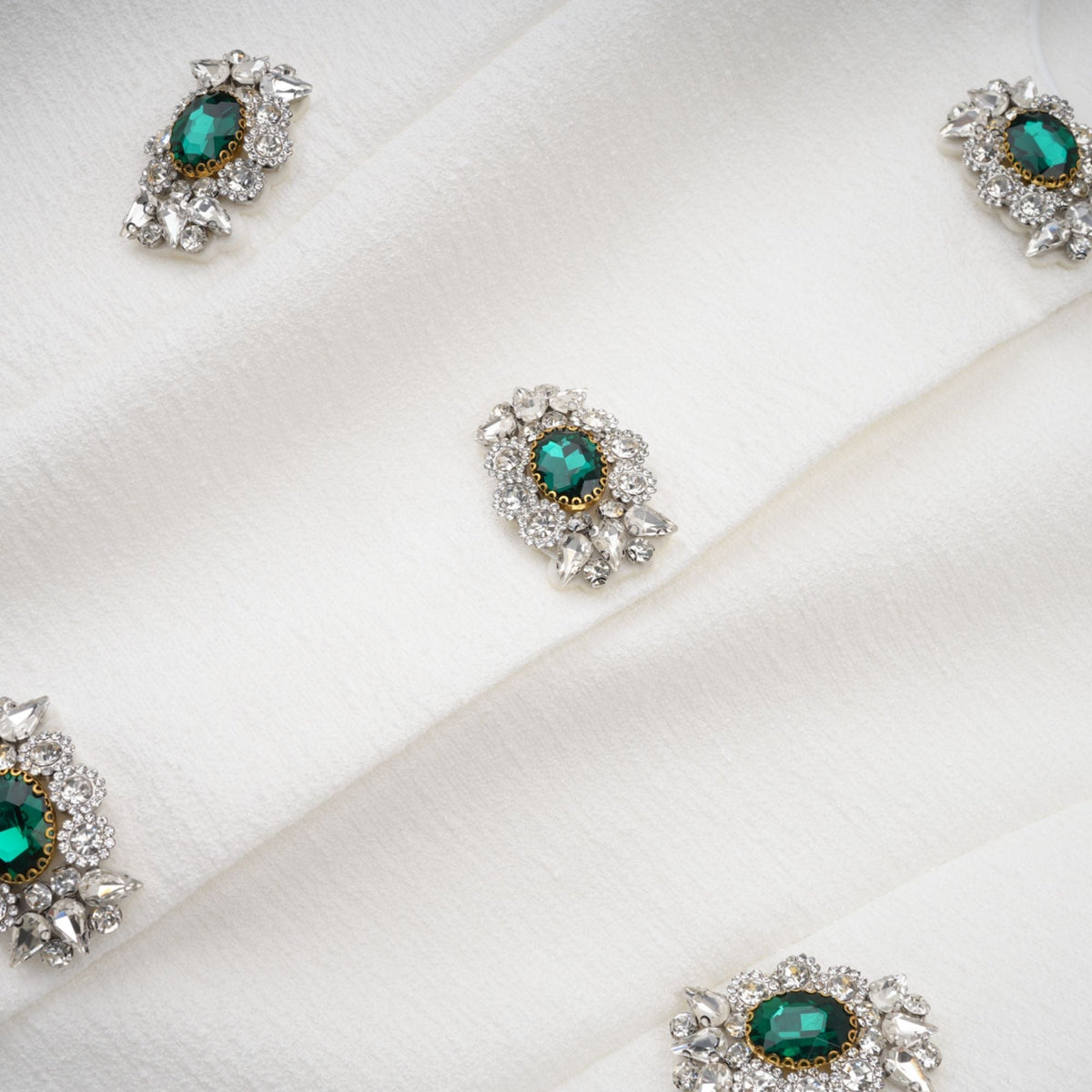 Bérénice Kristal Taş İşlemeli Peplum Ceket Beyaz