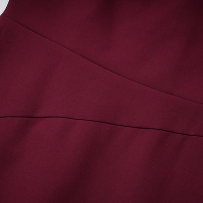 Wren Asimetrik Pelerin Detaylı Maksi Elbise Bordo