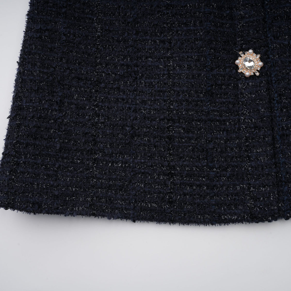Fiona Taş İşlemeli Tüvit Mini Elbise Lacivert