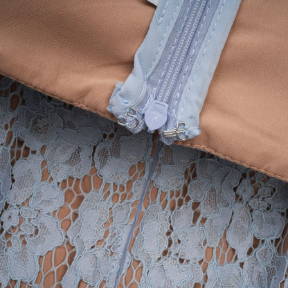 Audrey Çiçekli Dantel Detaylı Korse Midi Elbise Mavi
