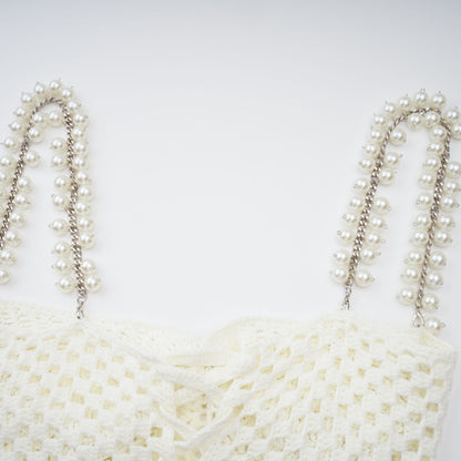 Prunelle Tığ İşi Örgü Büstiyer ve Etek Takım Nötr