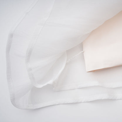 Gelsomina Büzgü Detaylı Krep Midi Elbise Beyaz