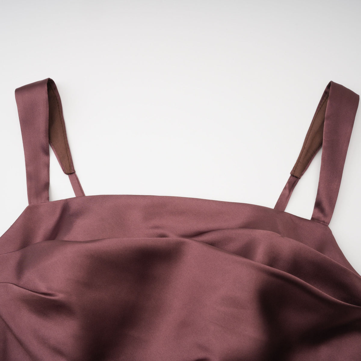 Inmaculada Drape Detaylı Saten Maxi Elbise Kahverengi