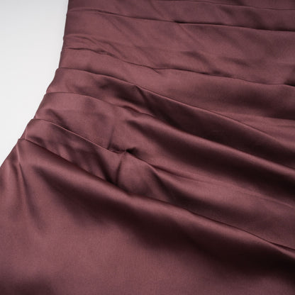 Inmaculada Drape Detaylı Saten Maxi Elbise Kahverengi