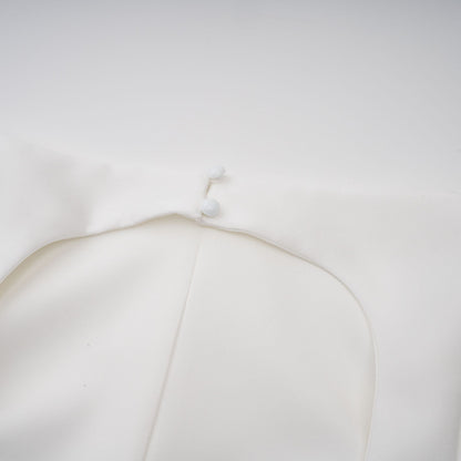 Amandine Sırt Dekolteli Kısa Kollu Midi Elbise Beyaz