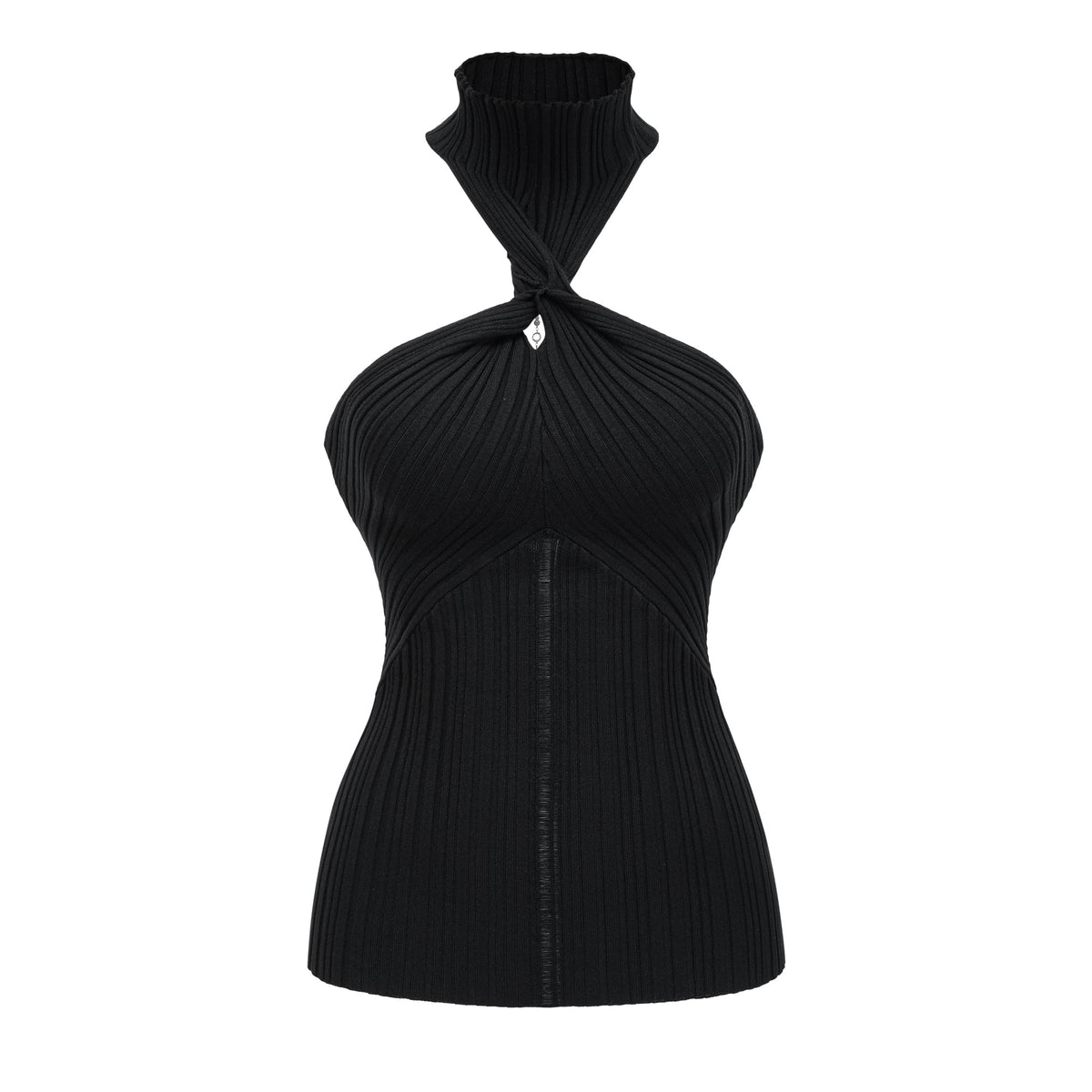 Gabrielle Halter Yaka Triko Üst Siyah