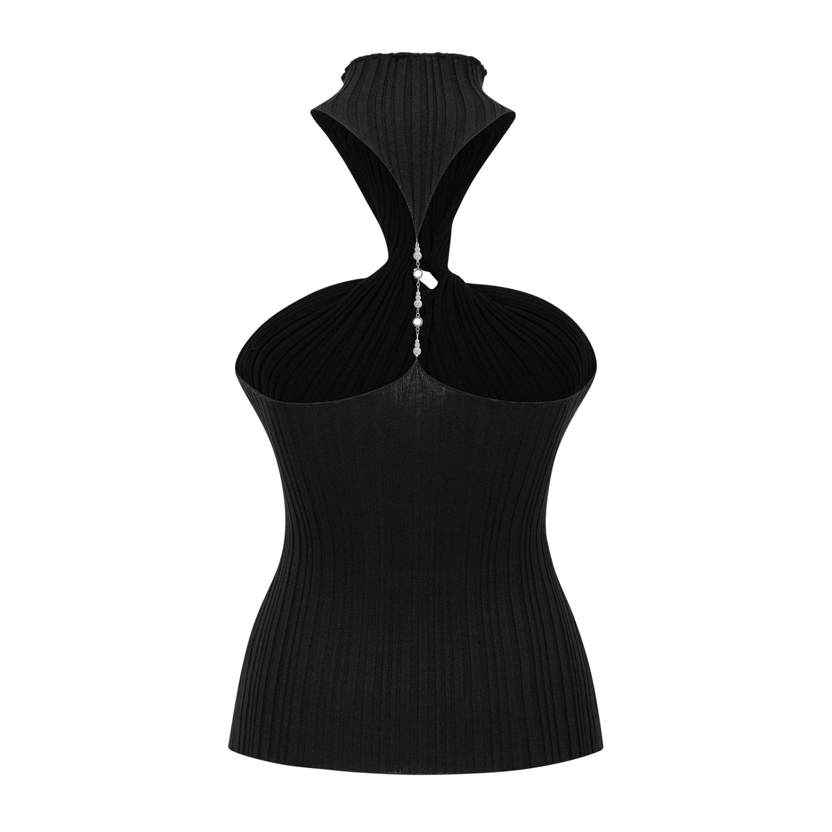 Gabrielle Halter Yaka Triko Üst Siyah
