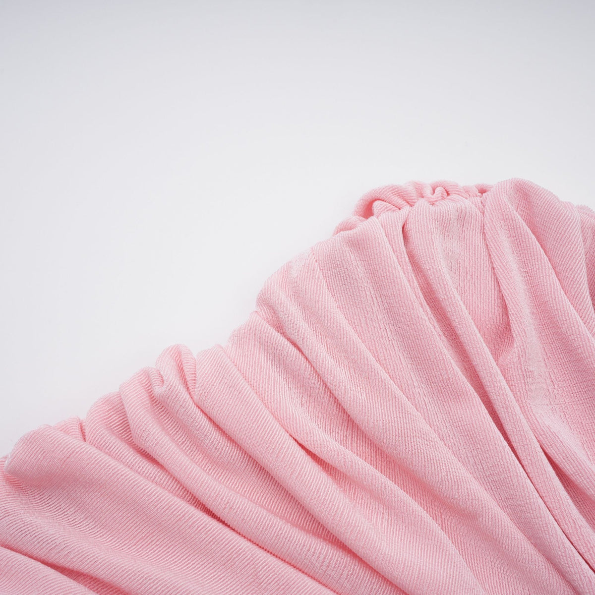 Moderne Şal Panel Büzgülü Maksi Elbise Pembe