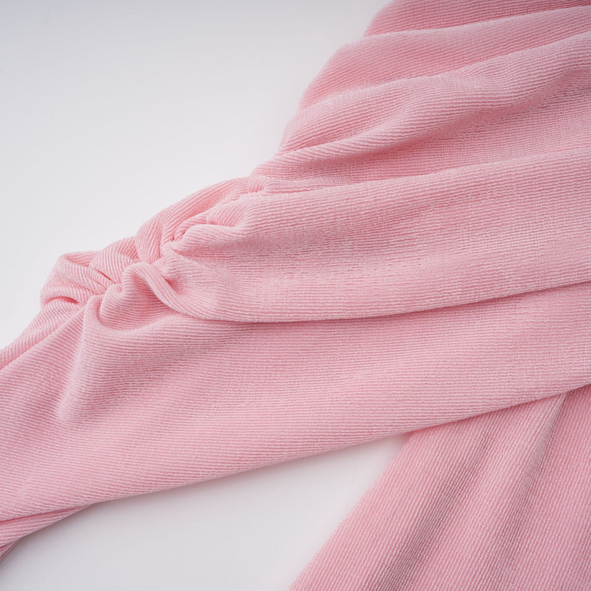 Moderne Şal Panel Büzgülü Maksi Elbise Pembe