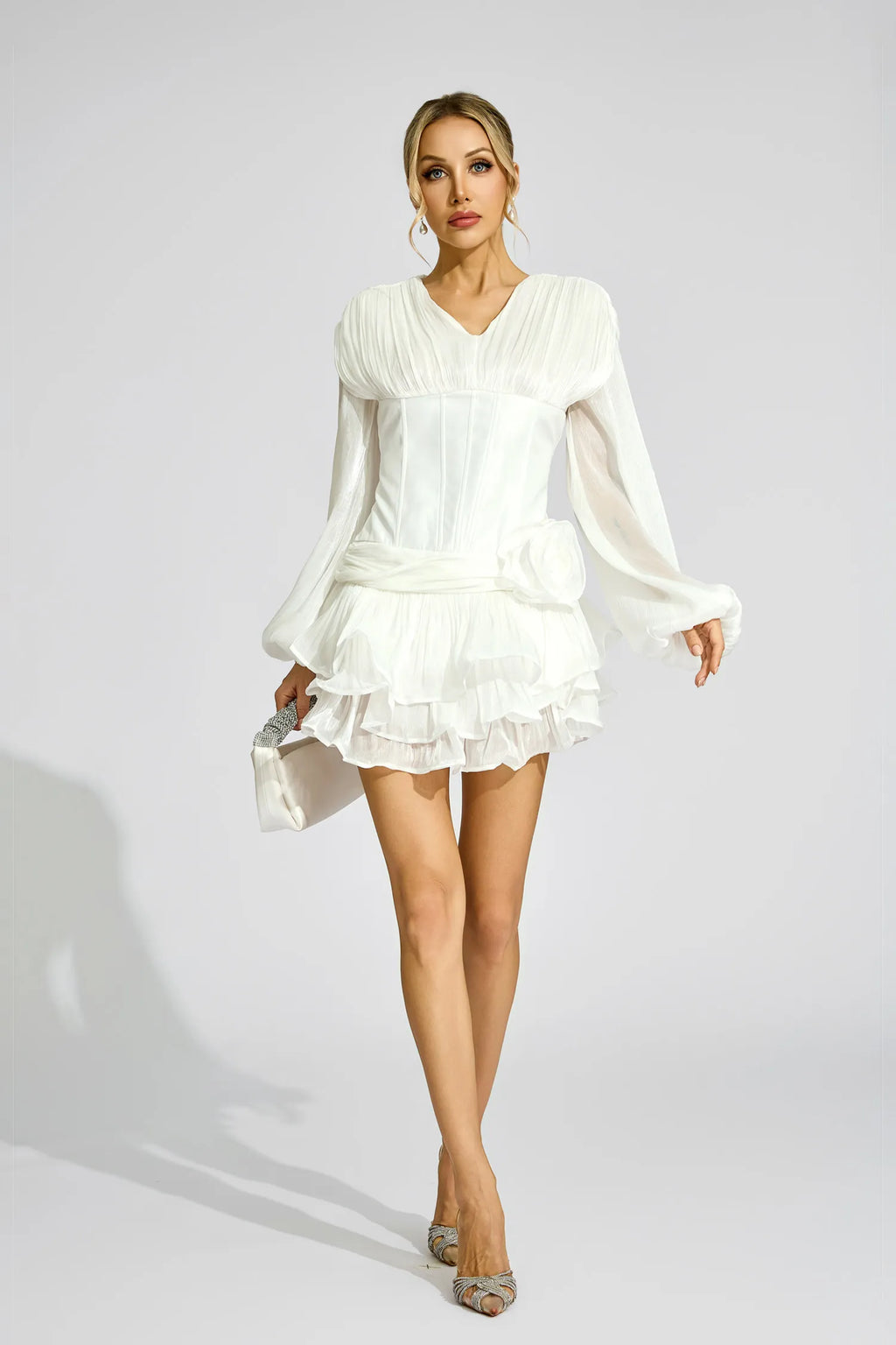 Christy Beyaz Korsaj Mini Elbise