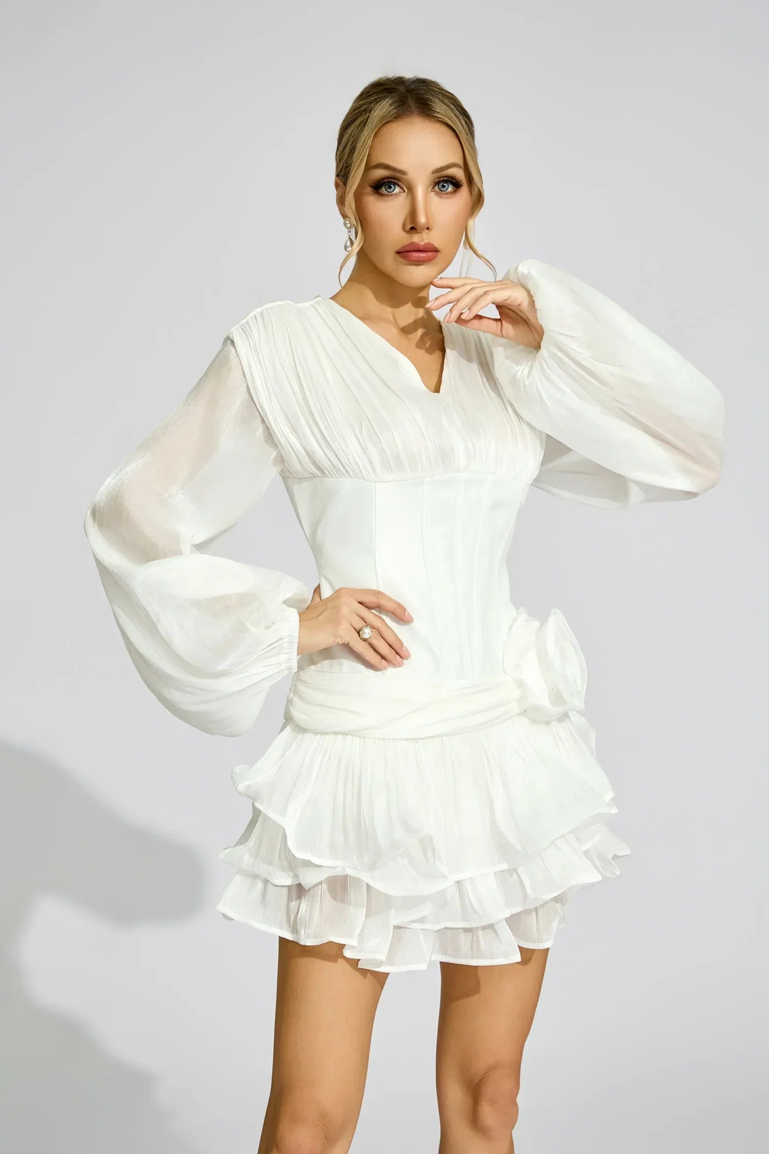 Christy Beyaz Korsaj Mini Elbise
