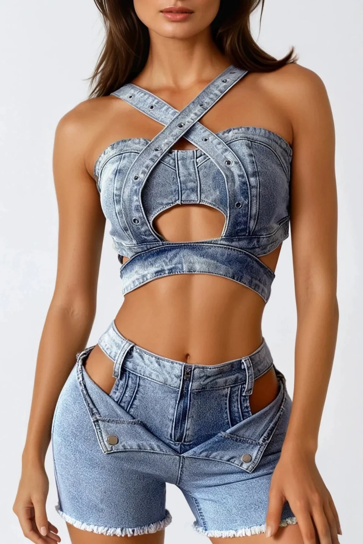 Dori Crop Kot Pantolon Takımı