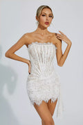 Eileen Beyaz Dantel Off Shoulder Mini Elbise