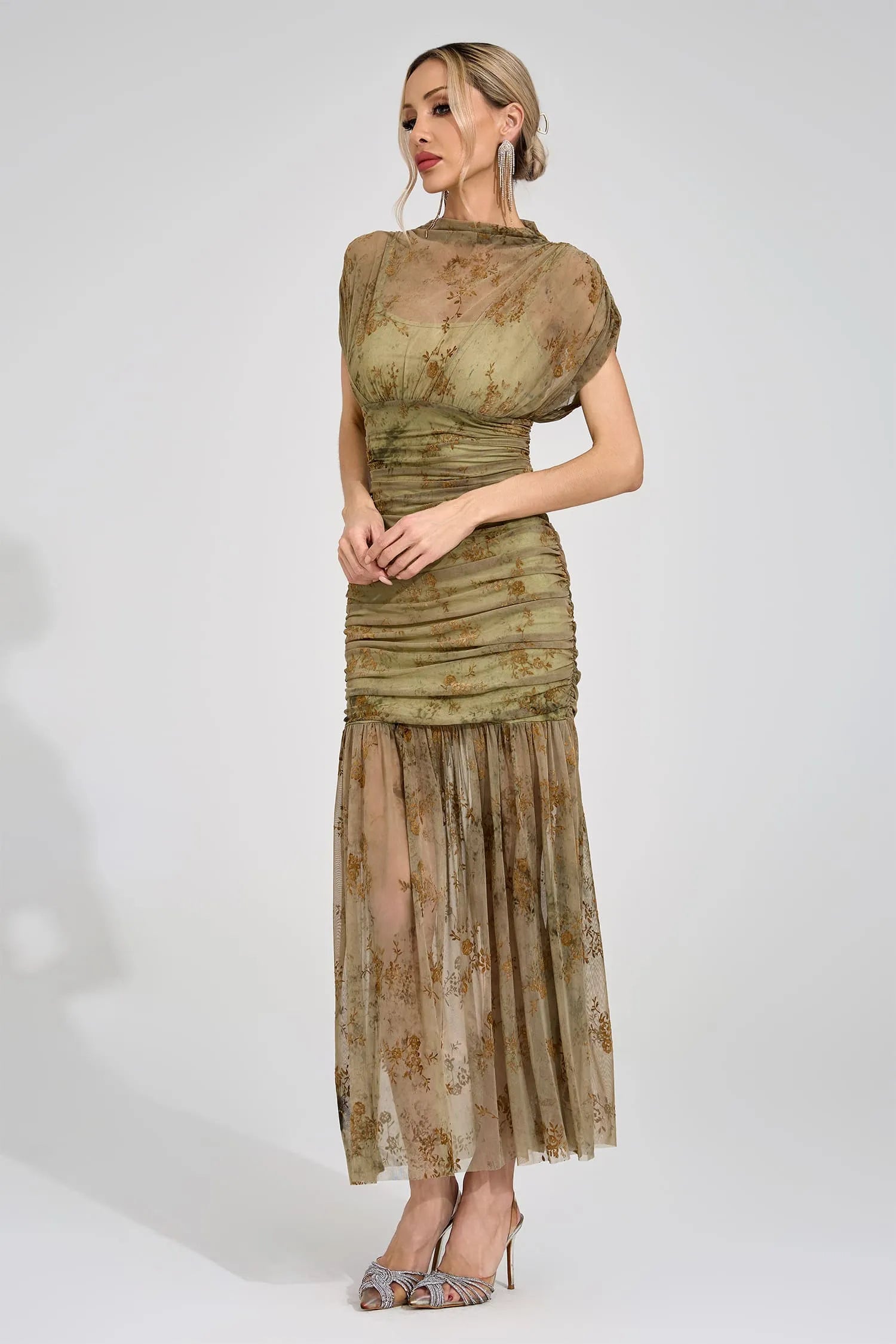 Beatrice Green Bodycon Maxi Elbise