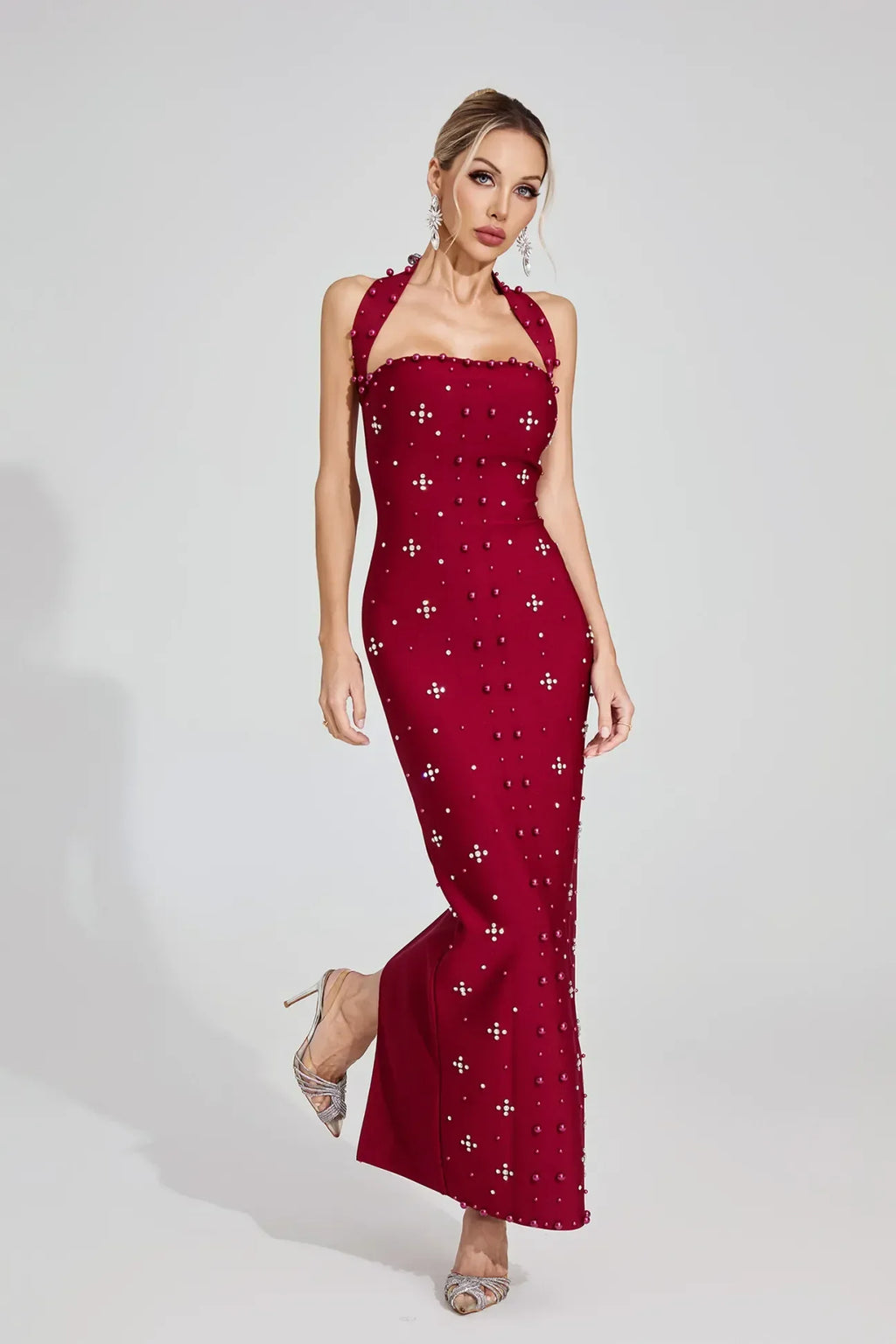 Rielle Kırmızı Halter Maxi Elbise