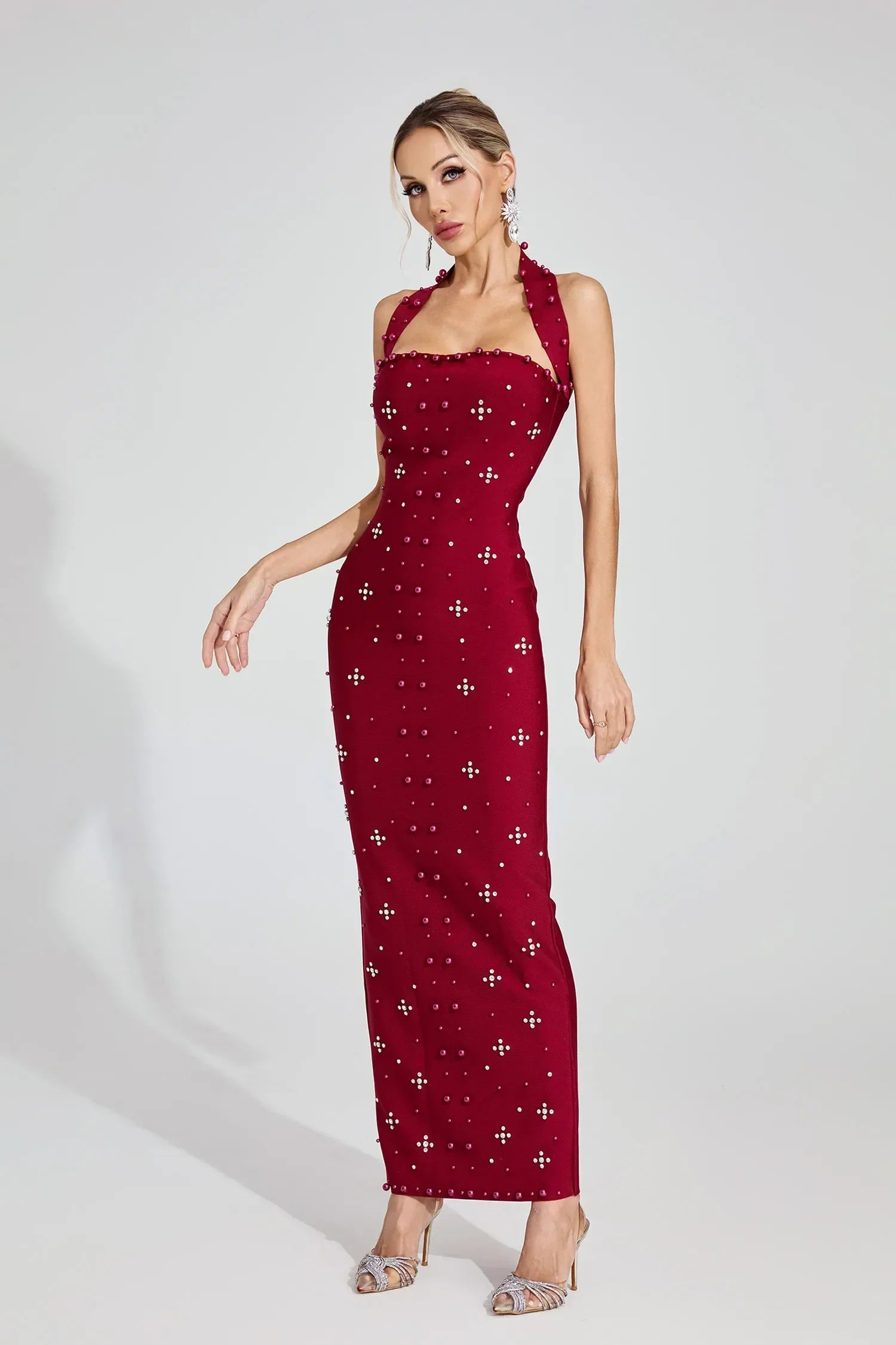Rielle Kırmızı Halter Maxi Elbise